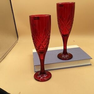 Godinger Ruby Red Dublin Champagne flutes set of 2
